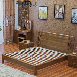 工厂直销 虎斑木家具 现代中式风格的实木家具 1.8米实木双人床